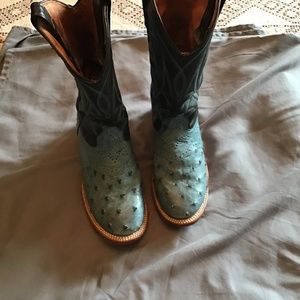 Ladies Cowboy Boots size 7M Blue Ostrich